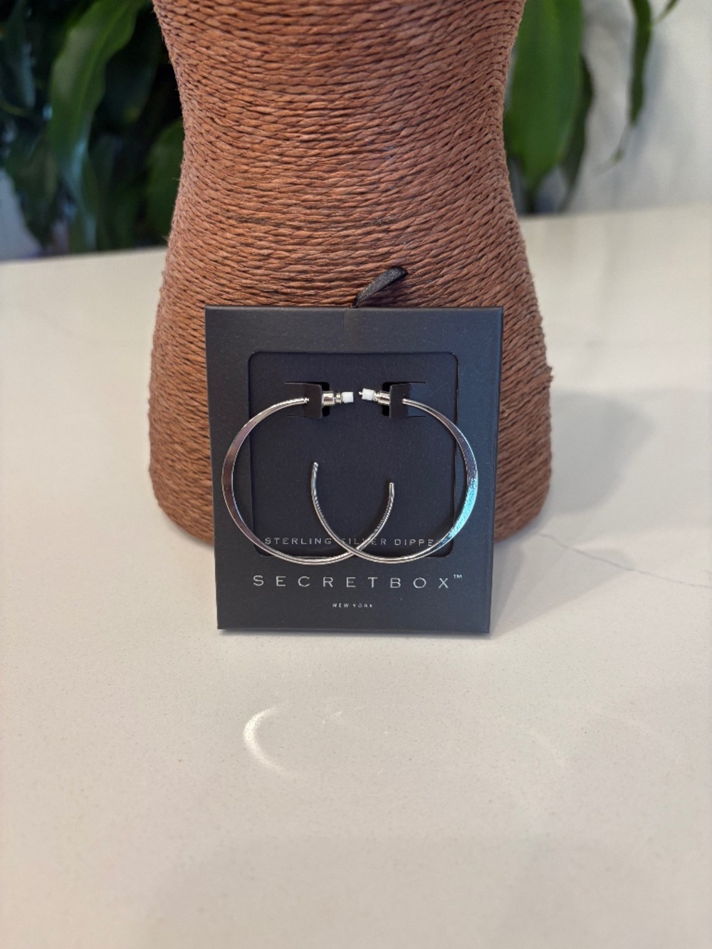 Secret Box New York Sterling Silver Dipped Hoop Earrings (E)